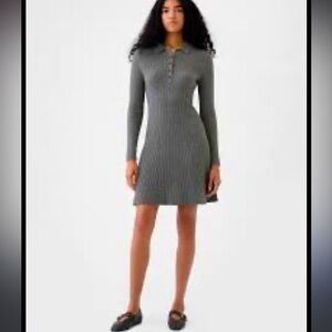 Gap dress - gray ribbed sweater dress w/partial button front polo collar